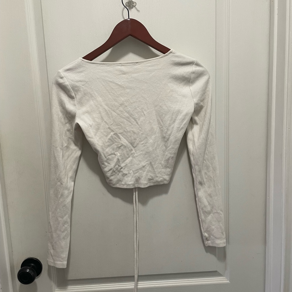 Zara Long Sleeve Ruched Crop Top - Picture 2 of 5